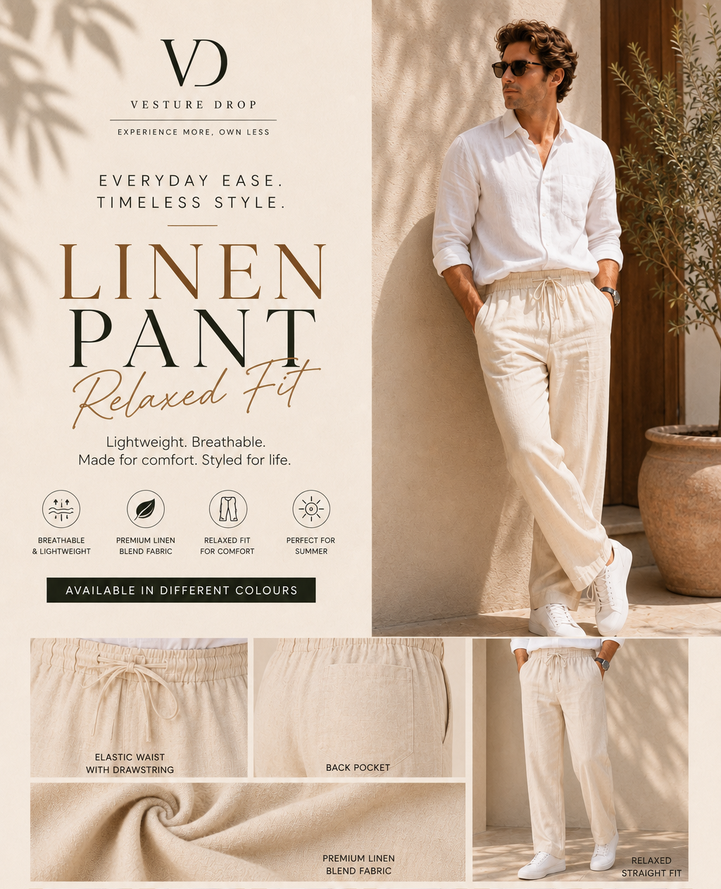 Creme Linen Trouser