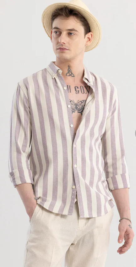 SNITCH-Aurora Lavender Stripe Shirt