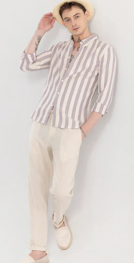 SNITCH-Aurora Lavender Stripe Shirt