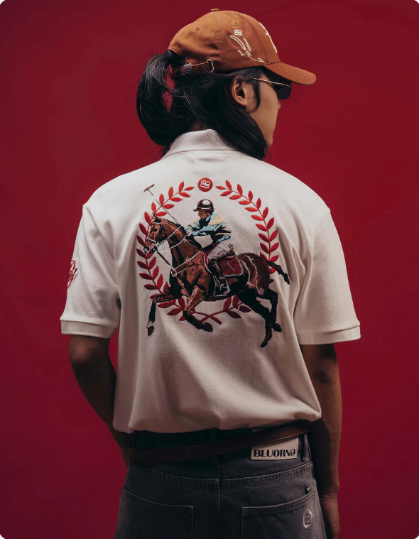 White Saddle League Polo T-Shirt