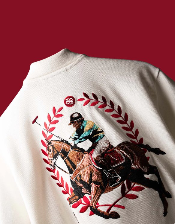 White Saddle League Polo T-Shirt