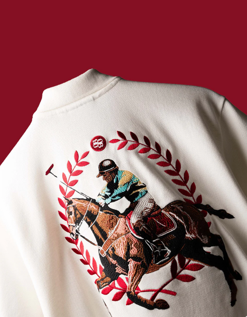 White Saddle League Polo T-Shirt