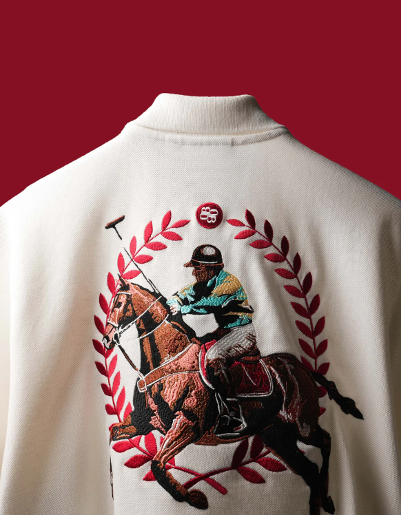 White Saddle League Polo T-Shirt