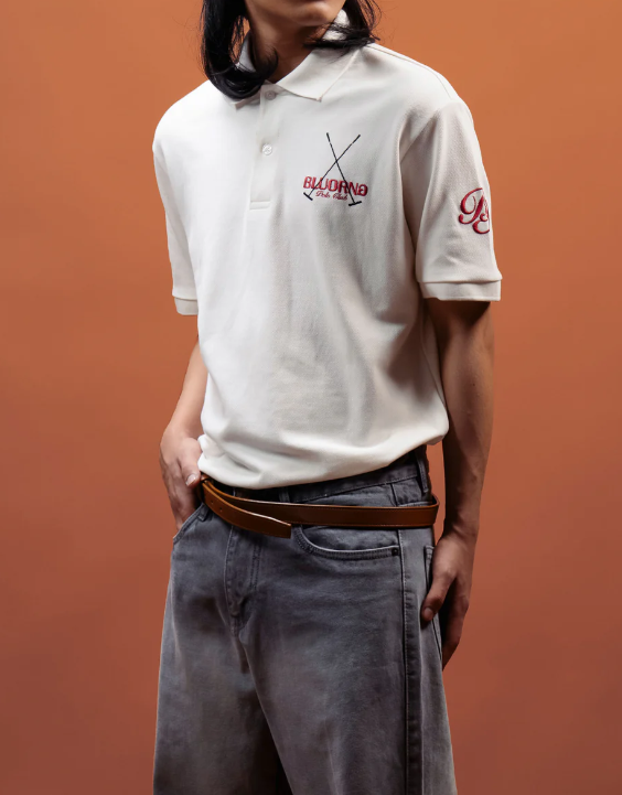 White Saddle League Polo T-Shirt