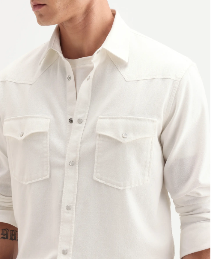 OFF WHITE TWILL CHAMBRAY SOLID SHIRT