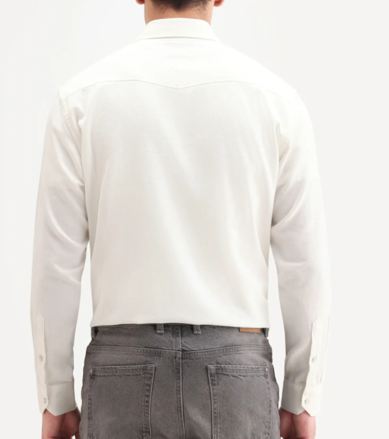 OFF WHITE TWILL CHAMBRAY SOLID SHIRT