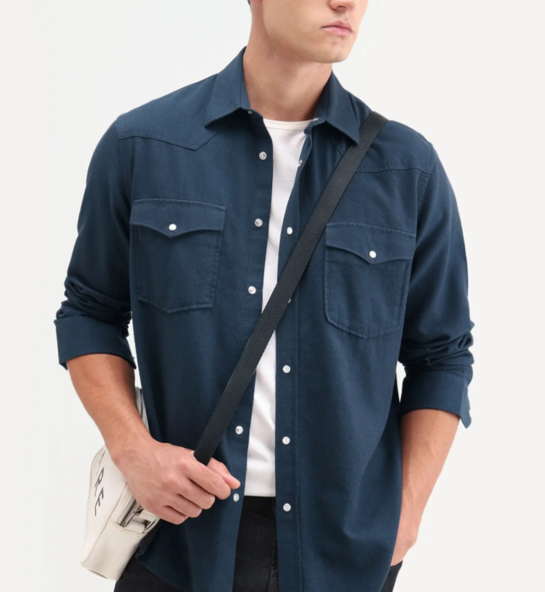 NAVY TWILL CHAMBRAY SOLID SHIRT