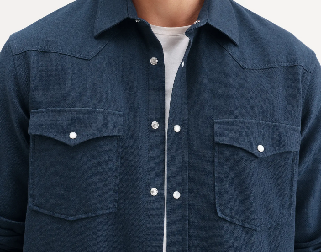 NAVY TWILL CHAMBRAY SOLID SHIRT