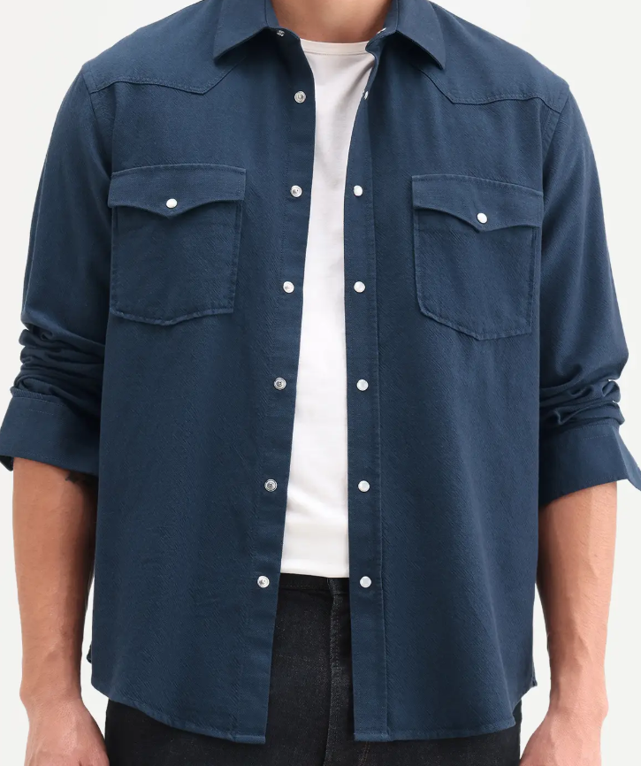NAVY TWILL CHAMBRAY SOLID SHIRT
