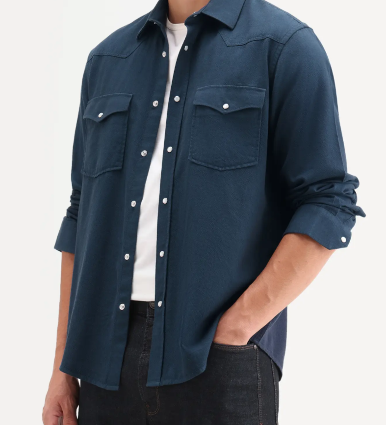 NAVY TWILL CHAMBRAY SOLID SHIRT