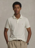 Slim Fit Mesh Polo Shirt-Cream