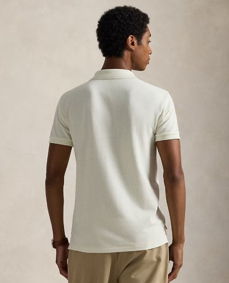 Slim Fit Mesh Polo Shirt-Cream