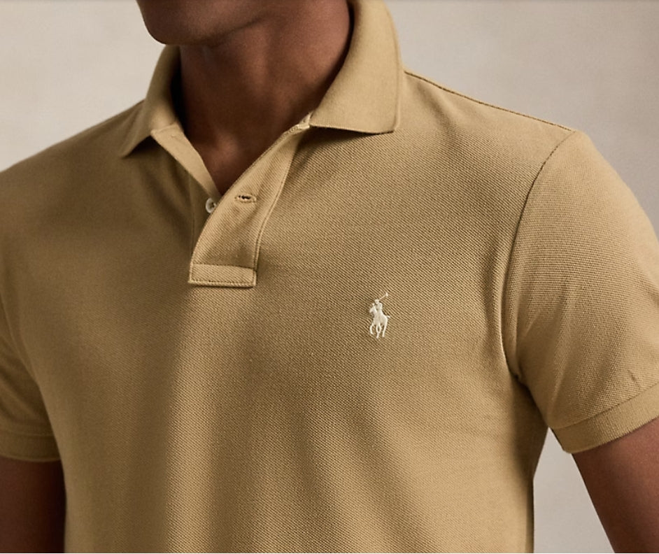 Slim Fit Mesh Polo Shirt-Cafe Tan