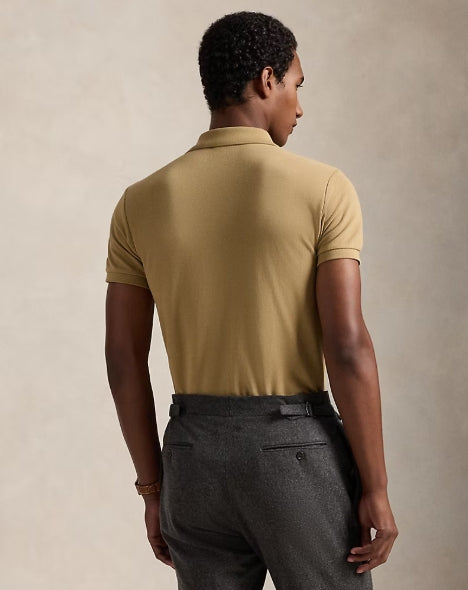 Slim Fit Mesh Polo Shirt-Cafe Tan