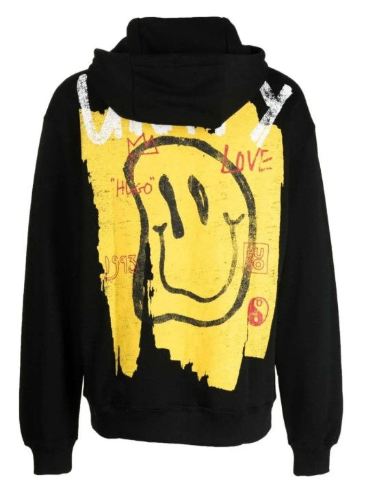 Smiley-face print hoodie